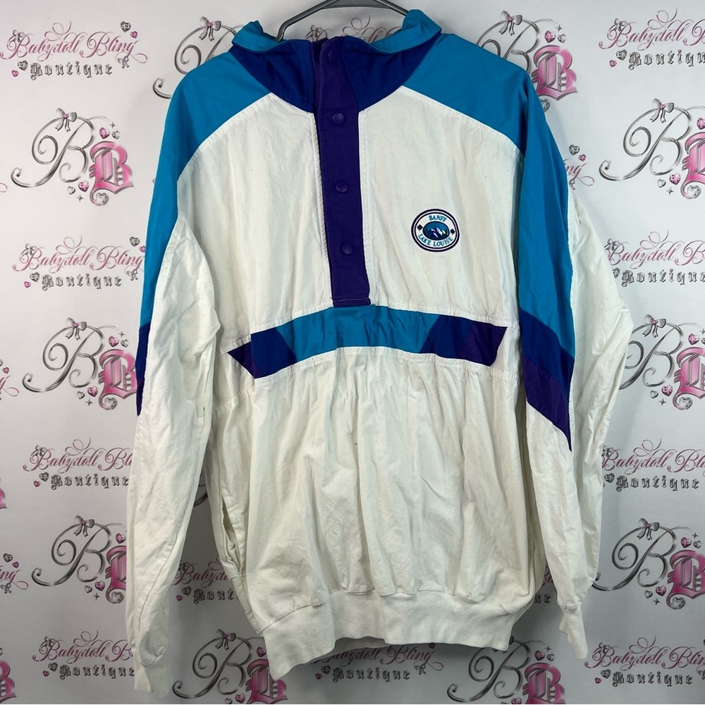 Jacket Banff lake Louis vintage retro long sleeve  Colorblock Windbreaker Jacket